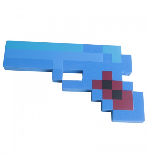 Пистолет 8Бит Синий пиксельный 22см