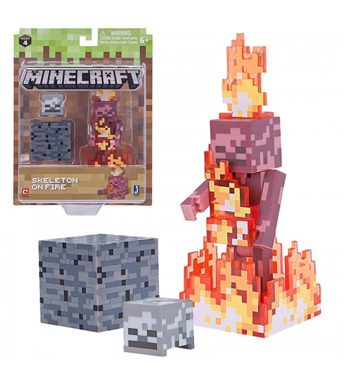 Фигурка Minecraft Скелет в огне 8см